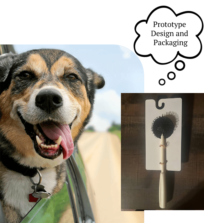 A dog with its tongue hanging out and a picture of it.